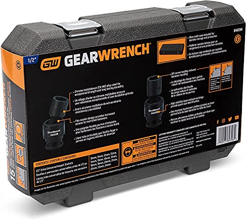 Image of GEARWRENCH 1 /2-Inch 6 Point Metric Universal Impact Socket Set (15 Piece) - 84939N