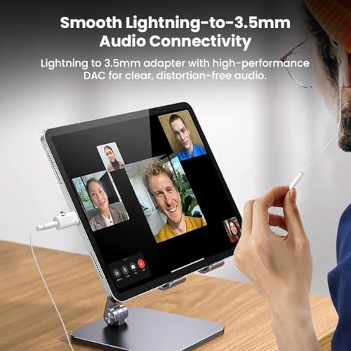 Image of A18X Lighting to 3.5mm Headphone Jack Adapter Stereo Audio Lighting Aux Earphone Dongle with Hi-Fi DAC Chip, 16bit /48kHz, Compatible with iPhone 14 /13 /12 /11 /XS (White) (White)