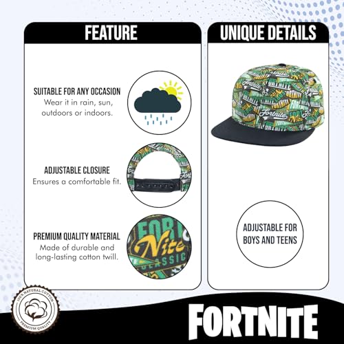 Image of Fortnite Baseball Cap for Boys, Quality Made Boys Hat and Fitted Cap, Flatbrim Baseball Hat with Sleek Design