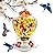 REZIPO Hummingbird Feeder with Perch - Hand Blown Glass - Colored - 38 Fluid Ounces Hummingbird Nectar Capacity Include Hanging Wires and Moat Hook