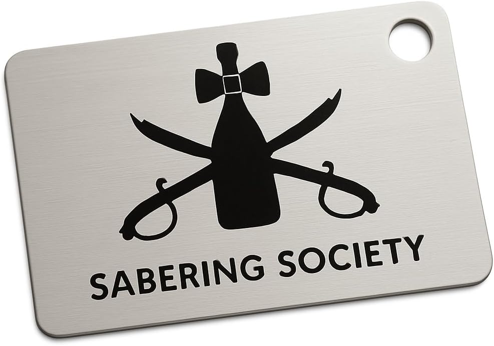 Champagne Sabrage Guide, Stainless Steel Instructional Card, 5 Steps to Mastery, Professional Bar Accessory