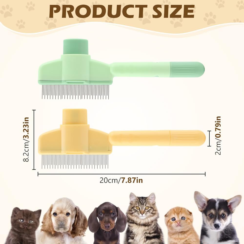2PCS Pet Combs for Cats Flea Comb for Dogs Stainless Steel Metal Teeth Comb for Pets Shedding and Tangles Durable Self-Cleaning Pet Combs for Grooming - Image 2