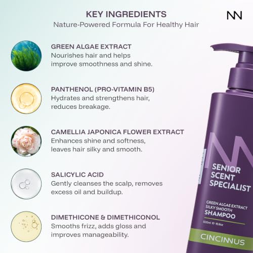 Image of Cincinnus Silky Smooth Shampoo | Green Algae Extract, Salicylic Acid, Lavender, Rose, B5 | shampoo for soft, shiny and smooth hair | Nourishing Shampoo for Dull & Rough Hair (500ml)