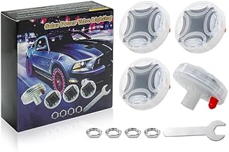 MTRPS 4PCS Car Tire Wheel Lights, Solar Energy Flashing LED Valve Cap Lamps with Motion Sensor, Waterproof Air Valve Hub Lamp Gas Nozzle Cap Light for Cars Trucks Motorcycles