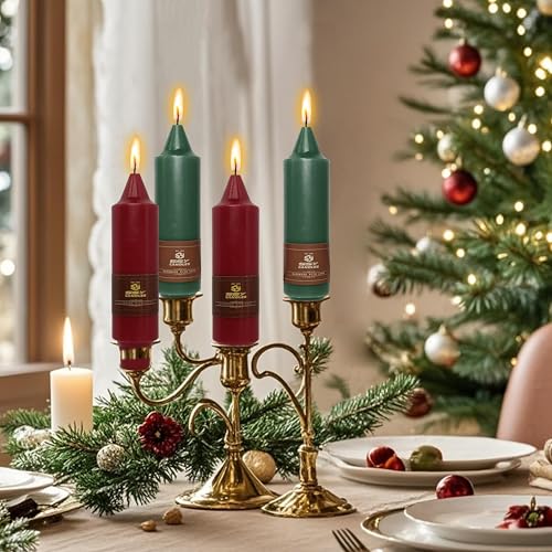 クリスマスショートテーパーキャンドル 5インチ ショートテーパードキャンドル 赤と緑の垂れ下がらないキャンドルスティック クリスマスディナーキャンドル ホームデコレーション 結婚式 お祝いシーズン ホリデー用 [3]
