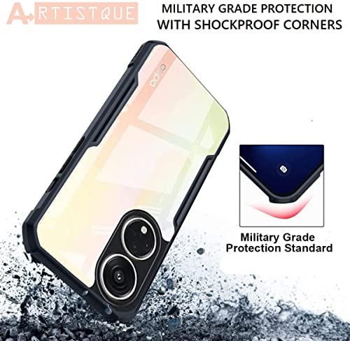 Image of A rtistque Clear Hard Transparent Acrylic Armor Anti-Drop Shockproof TPU Edge Back Cover Case for Oppo A1 Pro - Black