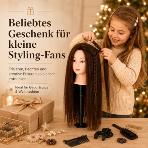 Foto von Trintion Friseurkopf 24 Zoll mit Kunsthaar und Tischhalter