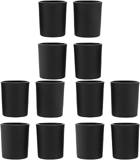 12Pcs Frosted Black Glass Candle Holders, Votive Candle Cups for Home Decor, Bulk Dining Table Centerpieces for Wedding Party Anniversary Housewarming Gifts Special Events