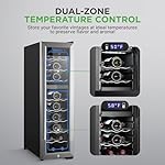 NutriChef PKCWCDS248.5 Chilling Refrigerator Cellar-Dual-Zone Wine Cooler/Chiller, Digital Touch Button Control with Air Tight Seal, Contains Placement for Standing (24 Bottle Storage Capacity), Black - Image 3