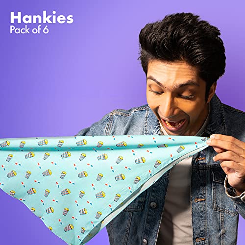 Hexafun Unisex 100% Organic Premium Pastel Coloured Pure Cotton Handkerchiefs Printed Stylish Large Size (Pack Of 6) #TOP2