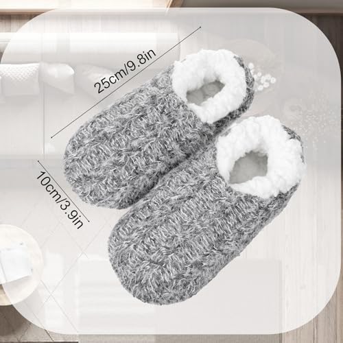 Thinp Slipper Socks for Women Men, House Slippers Warm Fuzzy Slippers with Grippers Non-Slip Slipper Soft-Lightweight Winter House Shoe Socks, Indoor2