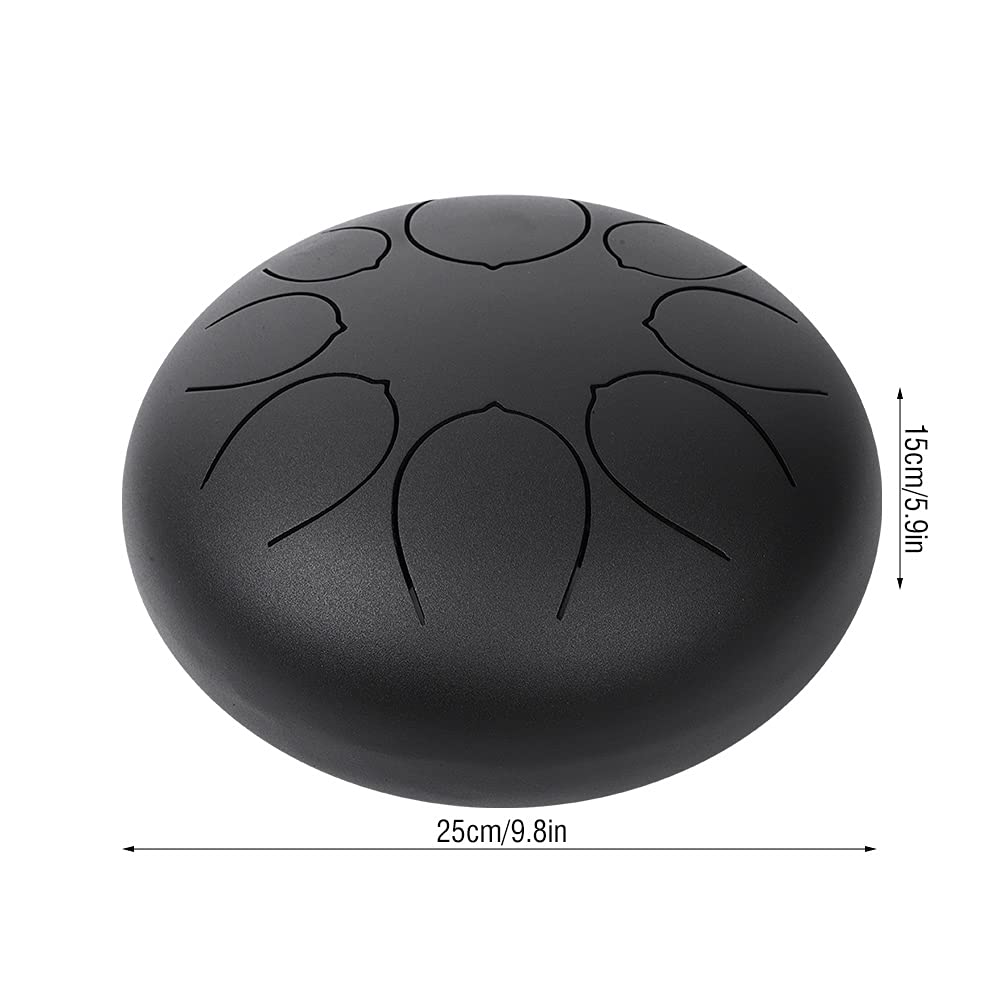 Bediffer MBAT Tamburo con Lingua in Acciaio da 10" Suono Bellissimo G/A/C/D/E/G/A/B per Yoga e Meditazione Borsa Inclusa (Nera)