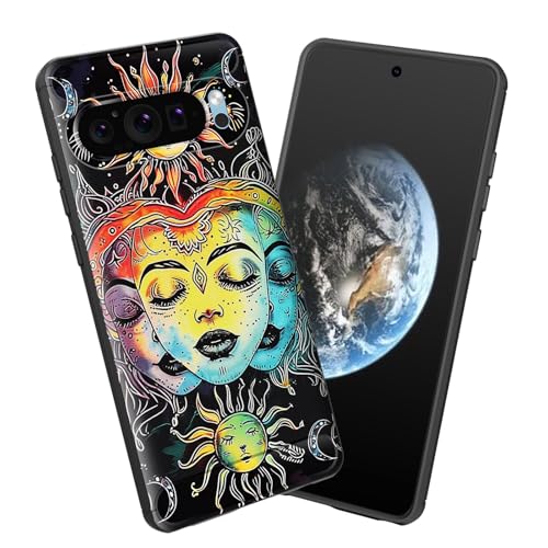 smauncucn for Pixel 10 Pro XL Case,Soft TPU Slim Fashion Anti-Fingerprint Non-Slip Protective Phone Case Cover for Google Pixel 10 Pro XL 6.8" 2025,Vintage Sun Face
