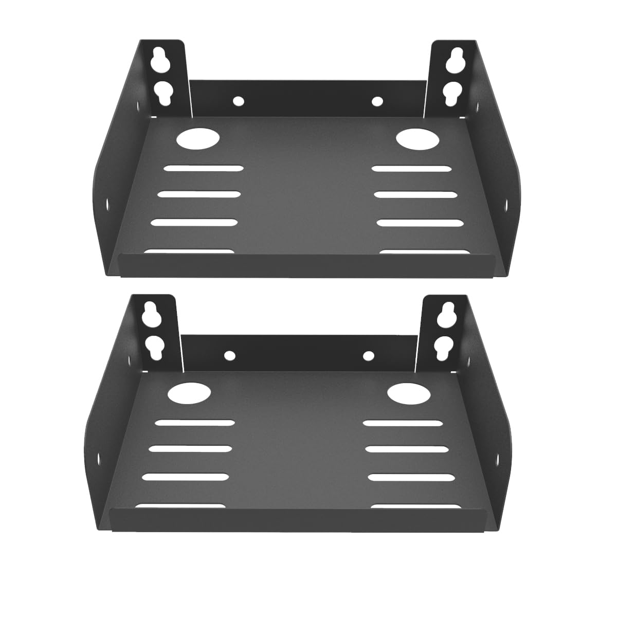 JINGCHENGMEI 2 Pcs of Metal Mini Wall Mounted Floating Shelf for Small AV or TV Accessories, Depth 4.7" x Width 6" Small Display Shelf for Storage in Bathroom Bedroom Living Room Kitchen (6 Inches)