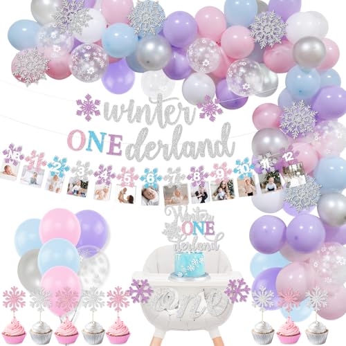 Winter Onederland 1st Birthday Decorations Girl Bundle image