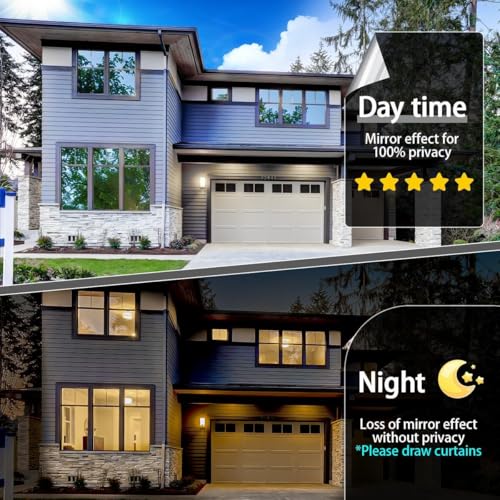 Niviy One Way Window Privacy Film See Out Not in Window Tint for Home 17.5 x 118 Inch Heat Blocking Anti UV Glass Door Mirror Reflective Window Film Home Office, Silver by Niviy - Used condition - Image 3
