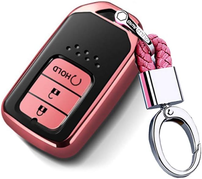 ontto Premium TPU silikonowe etui na kluczyki samochodowe do Hondy Accor VEZEL Civic XR-V kluczyk pokrowiec ochronny etui do Odyssey Jade Accord Crosstour Smart kluczyk samochodowy z pękiem kluczy - różowy A