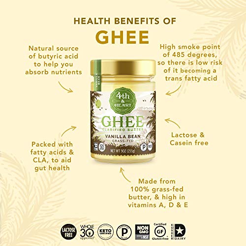 image for 4th & Heart Vanilla Bean Grass-Fed Ghee, Clarified Butter, 1:1 Butter 