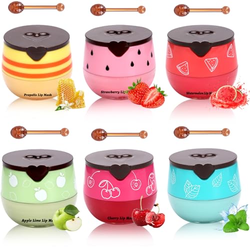 Honey Lip Balm Bee Lip Balm Honey Pot Design Beeswax Formula Lip Care for Dry Cracked Lips 6 PCS Honeybalm UK Moisturising Set for Daily & Overnight Use Gift