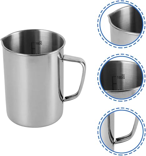 Miniatura 3 de Hemobllo Vaso de acero inoxidable, vaso graduado en laboratorio con asa, tazas de laboratorio de química, suministros de laboratorio científico para