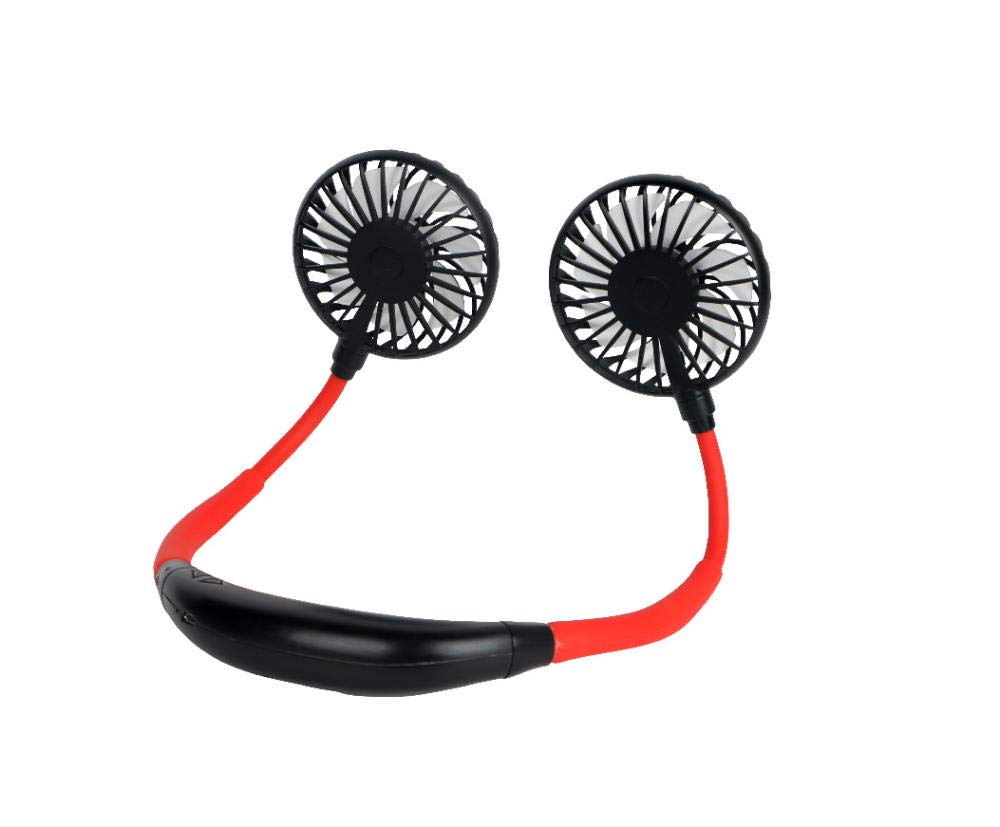 UDPOIUYT Wearable Cooling Fan, Wearable Neck Fan With LED Double Wind Head, Multicolor(Nero)