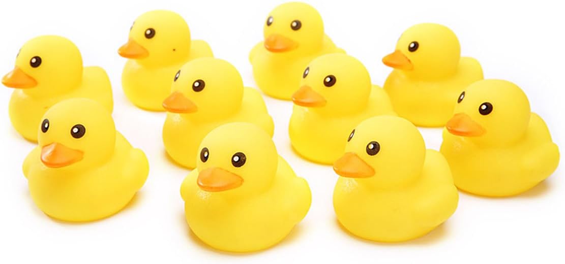 VICTORY,Durable Safe Rubber Small Yellow Duck Dog Chew Toy Dogs & Cats Chewing Toy,Squeak Toys Dog Toy Pet Daily Play Great For Puppy Exercise Also For Baby Bath Toys Set of 12
