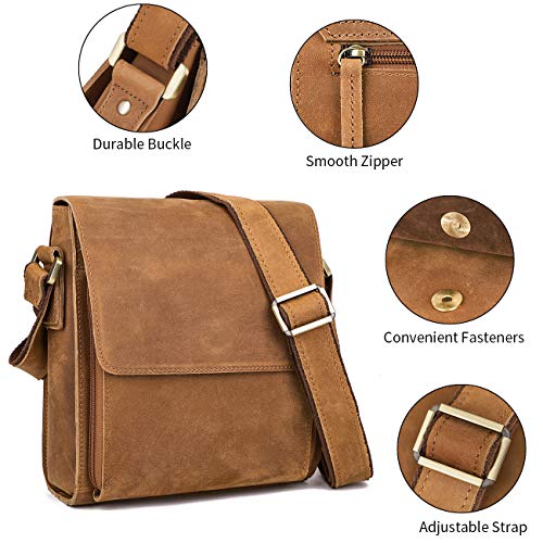 Image of Augus Mens Leather Crossbody Messenger Bag for Work Travel Daily Casual