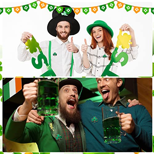 Image of Ferreve 150 /200 Pcs St. Patrick's Day Lapel Pin Bulk Shamrock Pins Enamel Green Three Leaf Clover Irish Brooches Gift for Parade Women Men