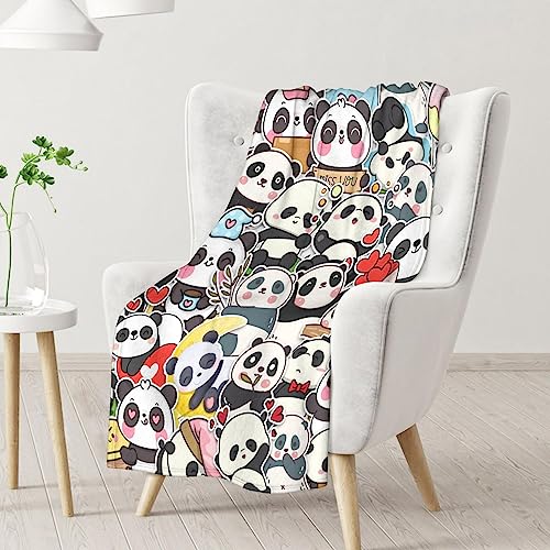 Panda Blanket Gifts - 40"x50" Cute Throw Blanket for Kids, Adults - Black Soft Fuzzy Blankets for Couch & Sofa