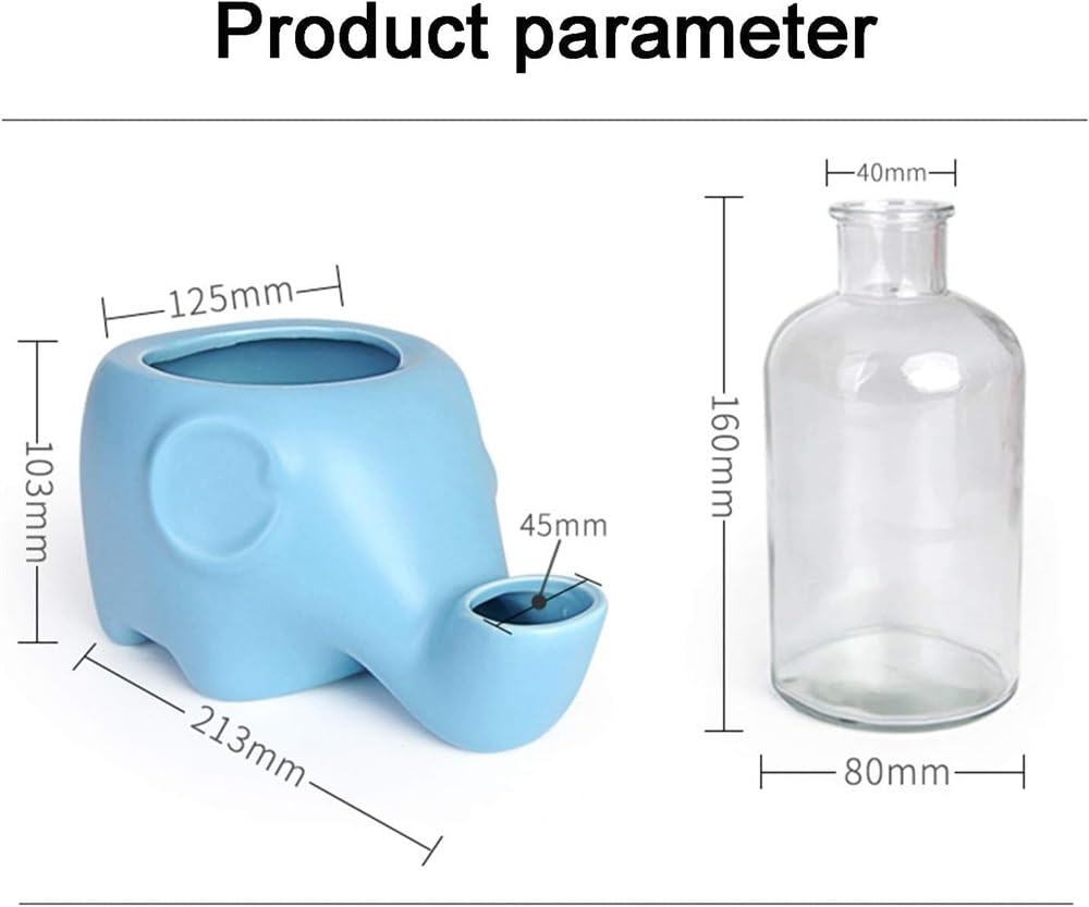 Reagar, fontana d'acqua in ceramica per gatti con vetro Bttle da 500 ml, erogatore automatico di acqua per animali domestici, ultra-silenzioso, a forma di elefante, fontanella per gatti e cani, non