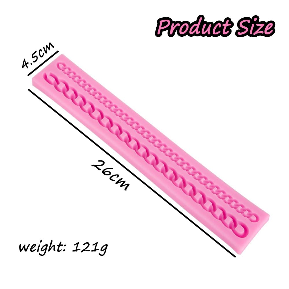 Multifunctional Silicone Mould, Pink Cake Decoration Moulds, Chain Shape Mould, Long Strip Flip Candy Mould, Kitchen Baking Tools - Image 2