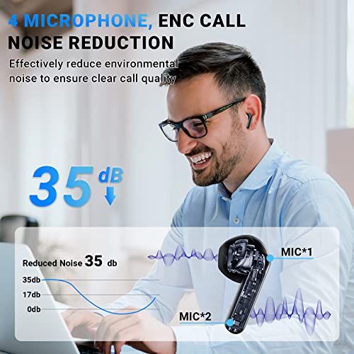 Auriculares-Inalambricos-Auriculares-Bluetooth-53-Estereo-con-Reduccion-de-Ruido-ENC-Cascos-Inalambricos-48H-Playtime-con-Pantalla-LED-e-Carga-Rapida-USB-C-Control-Tactil-IPX6-ImpermeableNegro