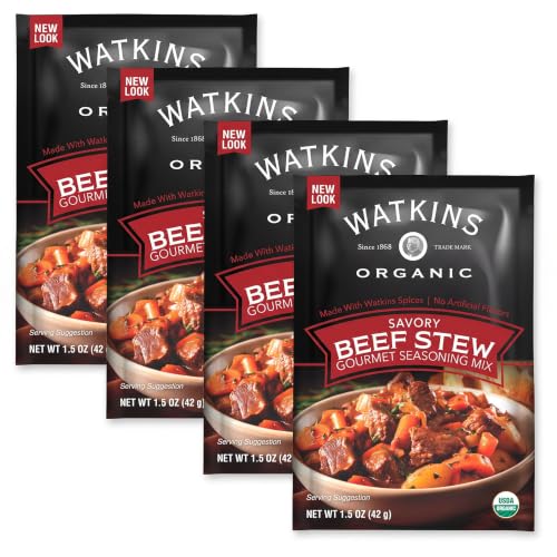 Watkins Organic Gourmet Seasoning Mix, Beef Stew, 1.5 Oz. Pouch, 1 Count (Pack of 4)