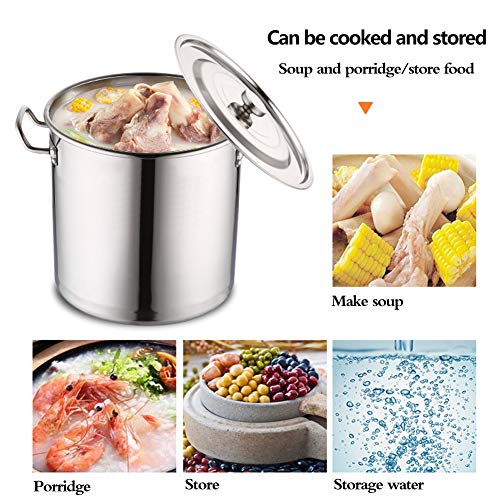 MNSSRN 304 Edelstahl-Eimer, verdickter brennfester Ãl-Eimer mit Deckel, Küchen-Suppentopf, groÃer Kapazitäts-Staureimer, Kornbehälter,B,11.25Kg – Bild 8