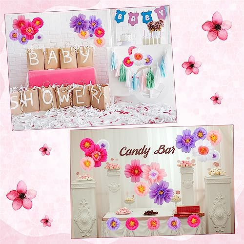 Image of Crowye 24 Pcs Large Colorful Tissue Paper Flowers Decorations Giant Fiesta Craft Crepe Paper Flowers for Wall Decor Backdrop Mexican Wedding Birthday Carnival School Party (10'' 20'',Bright Color)