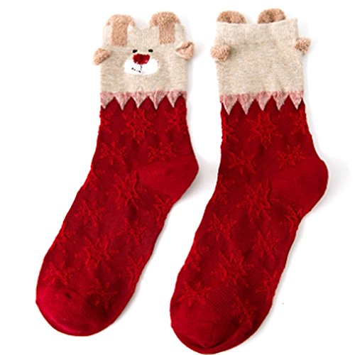 Dikley Women Christmas Socks Cute Elk Snowflake Casual Cotton Socks for Women Girls 1 Pair (Snowflake Elk)