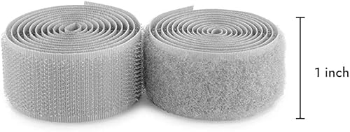 Miniatura 2 de Cinta de velcro para coser de 1 pulgada de ancho, color gris claro, no adhesiva, 1 yarda de longitud, cinta de nailon gris, juego de sujetadores de