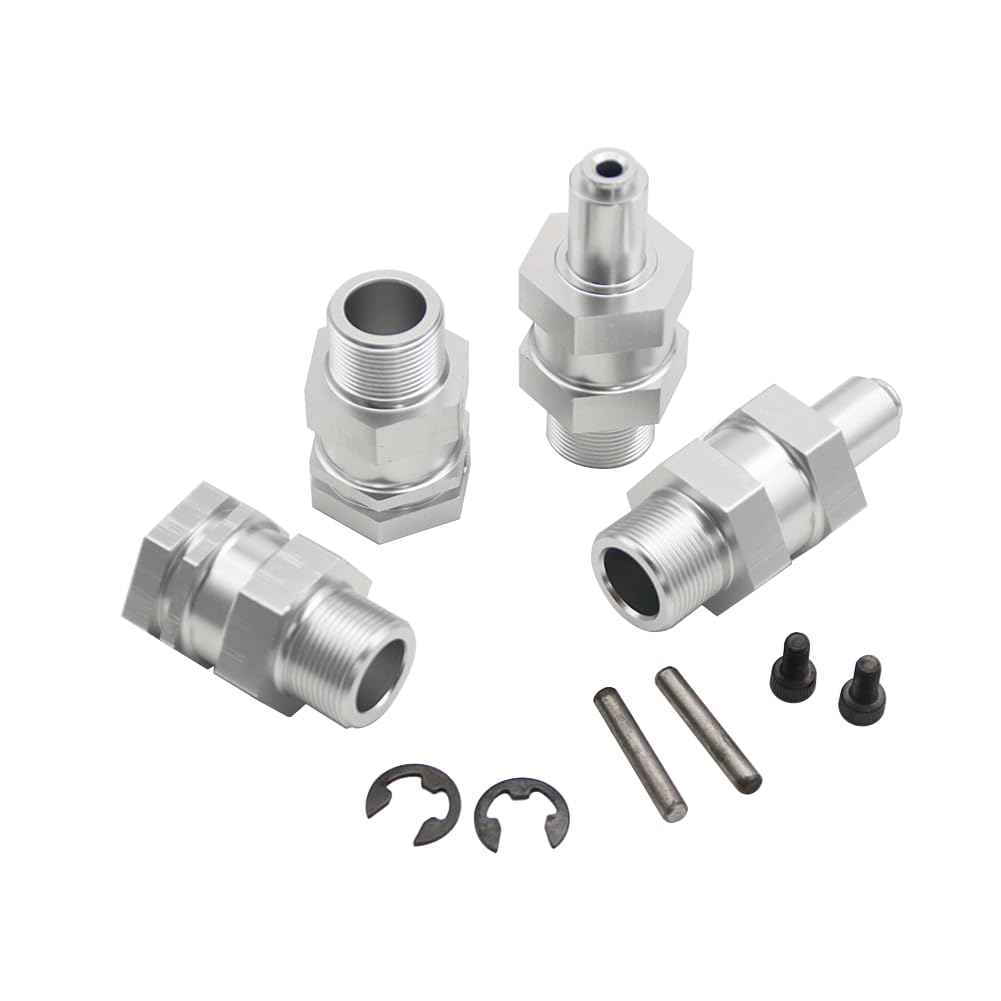 smTSRC 24mm Hexagonal Wheel Hub Adaptor Metal Extension Shaft for 1/5 Baja Buggy HPI Rovan Rofun Baja 5B 5T 5SC RC Car Part (Silver)