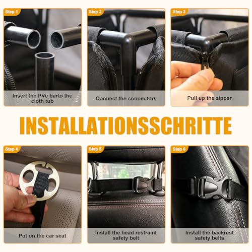 Hunde Autositz Hochwertiger Auto Hundesitz für kleine Hunde,Rahmen Wände Extra Stabiler Wasserdichter hundebox Auto für Rück- und Vordersitz, leicht zu reinigen