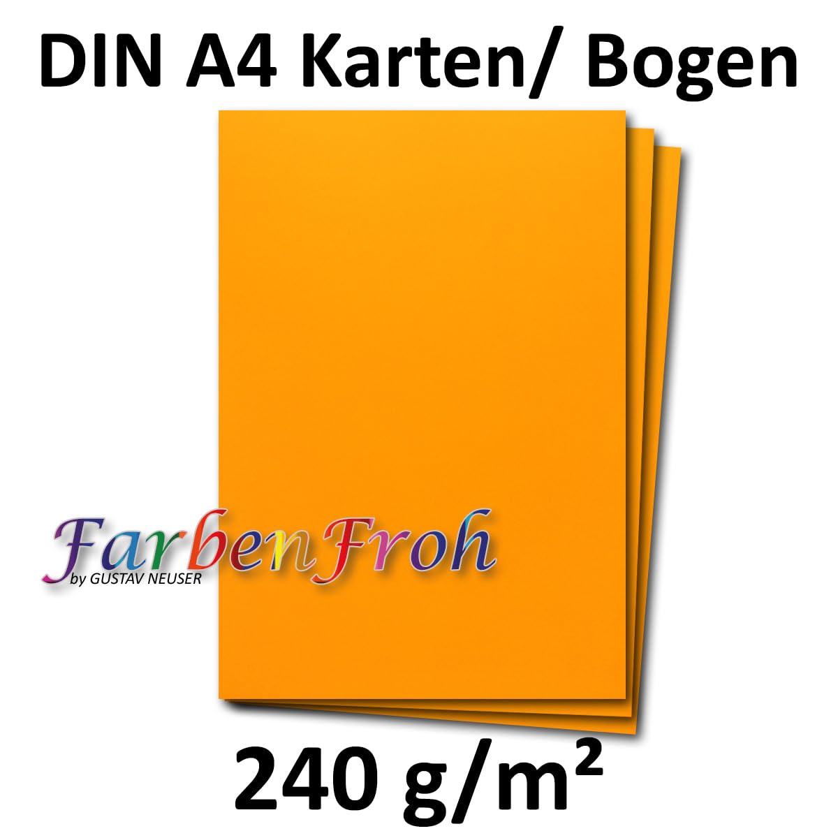 50 DIN A4 Paper Sheets, Plano Sheet, Mango (Orange), 225 g/m², 21 x 29.7 cm, Coloured Paper Photo Card, Craft Paper, Coloured Card - Image 3
