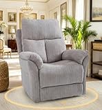 Trygoal Oversized Rocker Recliner Chair, Manual Swivel Rocking Recliners with Adjustable Backrest Footrest for Adults, 360° Swivel Lazy Boy Recliner Chairs for Living Room, Reading, Bedroom, Beige