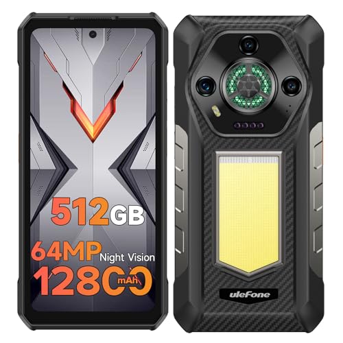 Ulefone Armor 30 Rugged Smartphone, 512GB ROM, Android 15, 12800mAh/66W, 64MP Night Vision,6.95 Corning Gorilla Glass 118dB Speaker Infinite Halo 4G Dual SIM Mobile Phones Unlocked Waterproof NFC