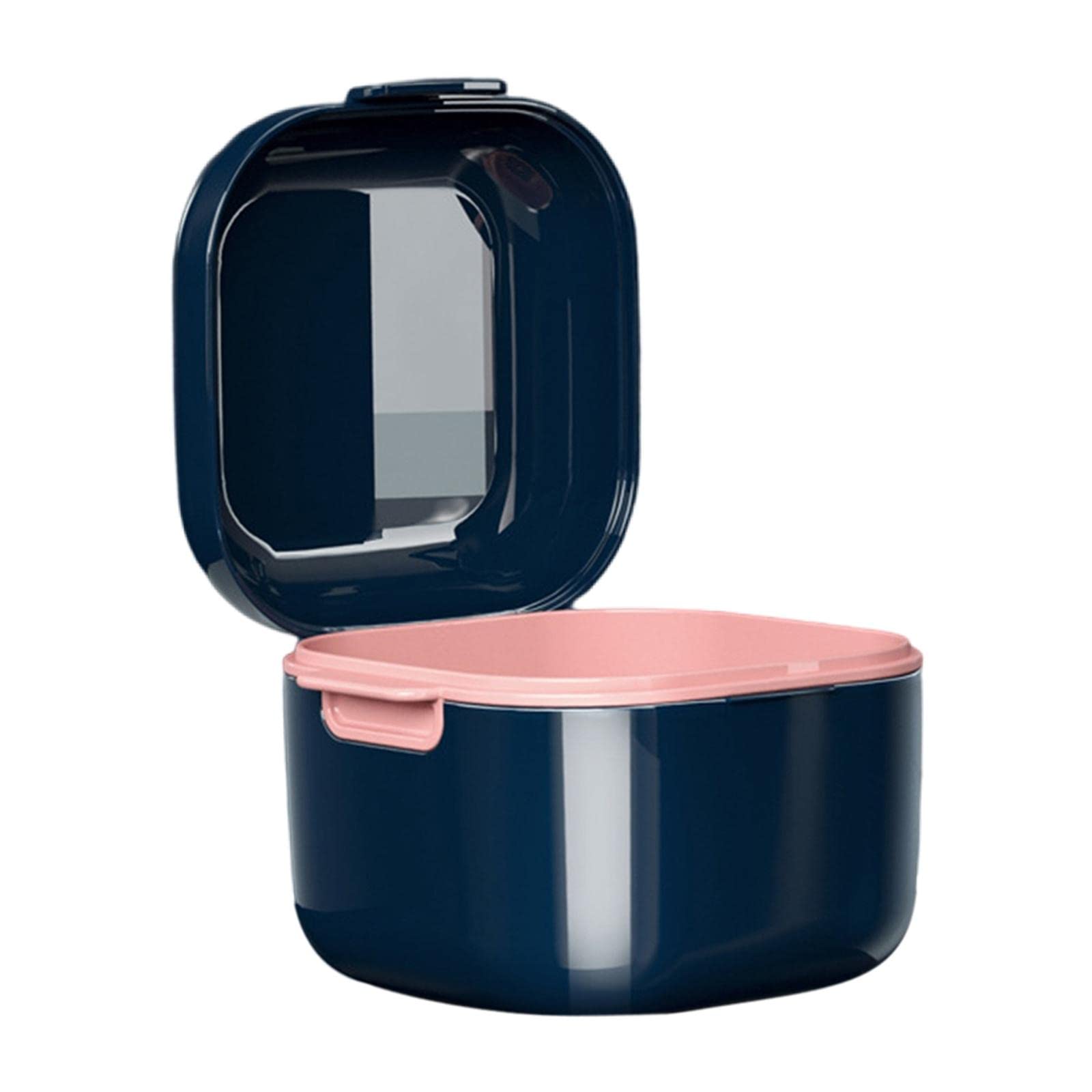 Denture Case w/Strainer Basket Bath Cleaning Soaking for Night Guard Blue-image-17