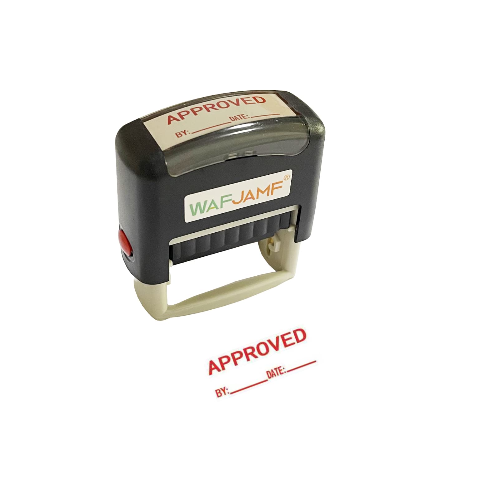 WAFJAMF Approved Date Message Stamp Self-Inking Rubber Stamp Office Stamp Red Ink-Medium