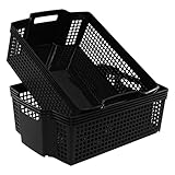 Tstorage Large Storage Basket, Stackable Open Storage Bin, Black, Pack of 2, F