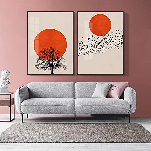 Décoration murale scandinave paysage hiver abstrait 50x75cm duo