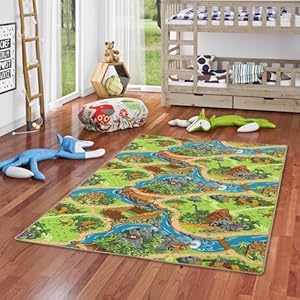 Snapstyle Kinderteppich Dino-Fluss Landschaft