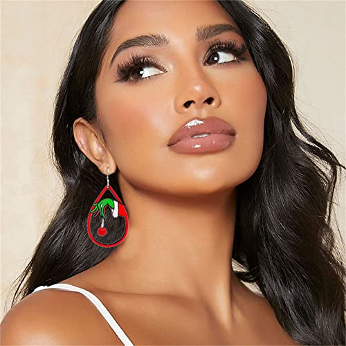 WCRAZYE Christmas Wood Earrings for Women Handmade Wooden Teardrop Dangle Earrings Christmas Xmas New Year Party Earrings Set Winter Holiday Jewelry Gift3