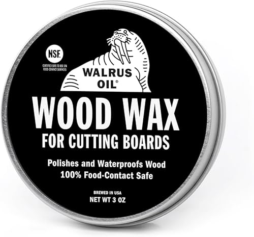 ACEITE DE WALRUS - Cera para madera, lata de 3 oz, apta para alimentos según FDA, cera para tabla de cortar y crema para tabla
