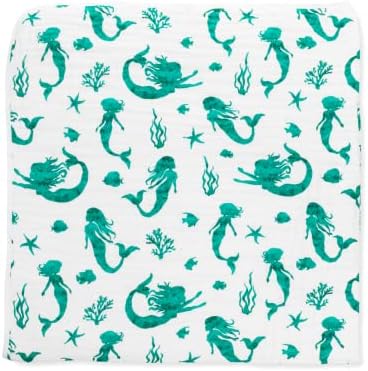 ADDISON BELLE 100% Muslin Cotton Everything Blanket - Oversized 47 inches x 47 inches - Premium 4 Layer Muslin Baby Boy Blanket/Dream Blanket (Mermaid)